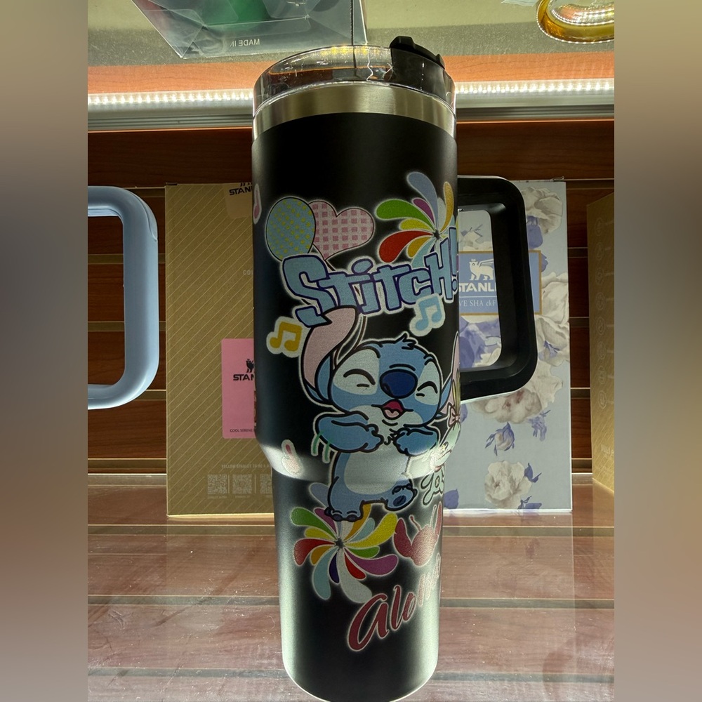 Disney Black Stitch Aloha Travel Mug with Colorful Pop Art